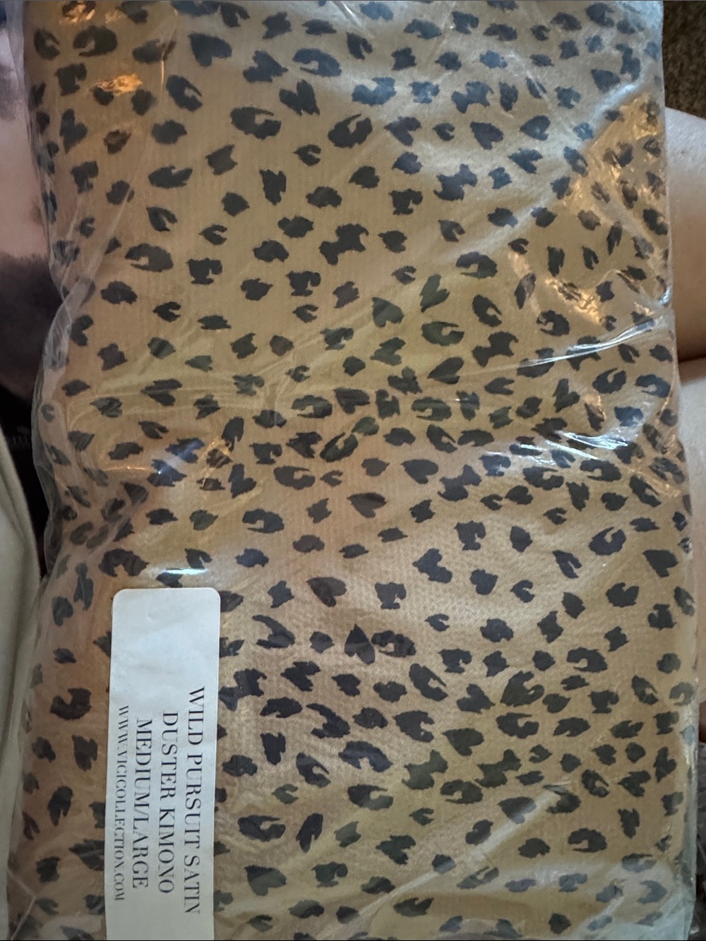 Vici Leopard Print Satin Duster Kimono in Tan and Black